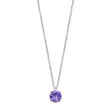 Load image into Gallery viewer, Sterling Silver Amethyst CZ Solitaire Necklace