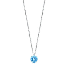 Load image into Gallery viewer, Sterling Silver Aquamarine CZ Solitaire Necklace