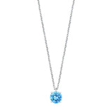 Sterling Silver Aquamarine CZ Solitaire Necklace