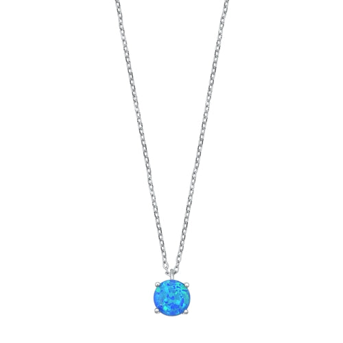 Sterling Silver Blue Lab Opal Necklace