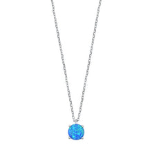Load image into Gallery viewer, Sterling Silver Blue Lab Opal Necklace
