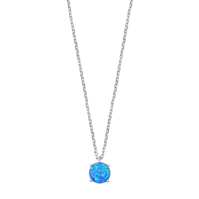 Sterling Silver Blue Lab Opal Necklace