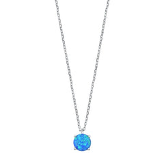 Sterling Silver Blue Lab Opal Necklace
