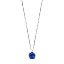 Load image into Gallery viewer, Sterling Silver Blue Sapphire CZ Solitaire Necklace