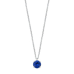 Sterling Silver Blue Sapphire CZ Solitaire Necklace