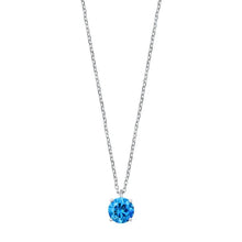 Load image into Gallery viewer, Sterling Silver Blue Topaz CZ Solitaire Necklace