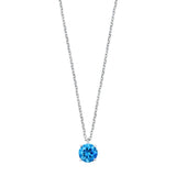 Sterling Silver Blue Topaz CZ Solitaire Necklace