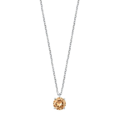 Sterling Silver Champagne CZ Solitaire Necklace