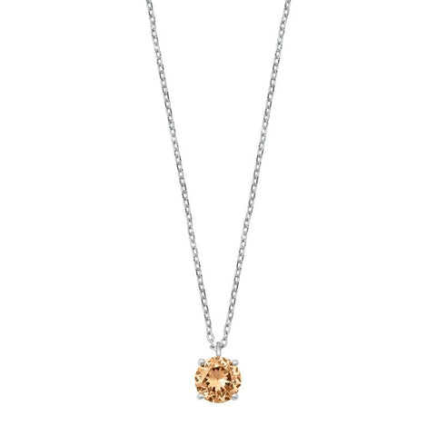 Sterling Silver Champagne CZ Solitaire Necklace