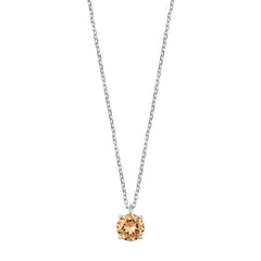 Sterling Silver Champagne CZ Solitaire Necklace
