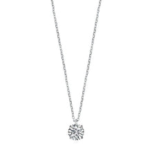 Load image into Gallery viewer, Sterling Silver Clear CZ Solitaire Necklace