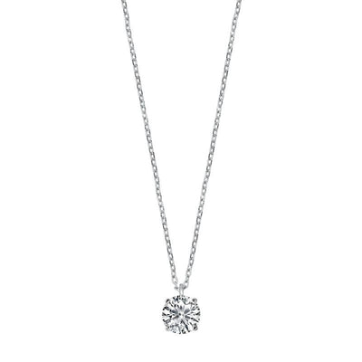 Sterling Silver Clear CZ Solitaire Necklace