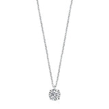 Sterling Silver Clear CZ Solitaire Necklace