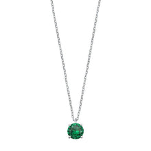 Load image into Gallery viewer, Sterling Silver Emerald CZ Solitaire Necklace