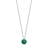 Sterling Silver Emerald CZ Solitaire Necklace