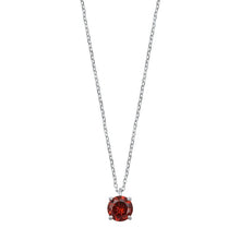 Load image into Gallery viewer, Sterling Silver Garnet CZ Solitaire Necklace