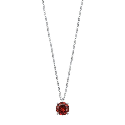 Sterling Silver Garnet CZ Solitaire Necklace