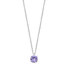 Load image into Gallery viewer, Sterling Silver Lavender CZ Solitaire Necklace