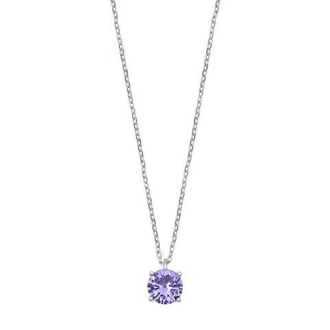 Sterling Silver Lavender CZ Solitaire Necklace