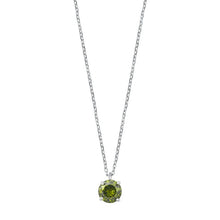 Load image into Gallery viewer, Sterling Silver Peridot CZ Solitaire Necklace