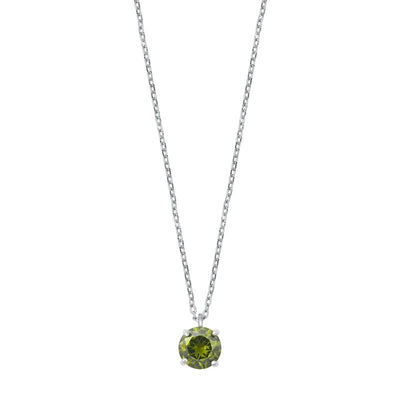 Sterling Silver Peridot CZ Solitaire Necklace