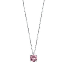 Load image into Gallery viewer, Sterling Silver Pink CZ Solitaire Necklace