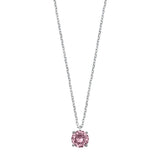 Sterling Silver Pink CZ Solitaire Necklace