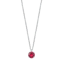 Load image into Gallery viewer, Sterling Silver Ruby CZ Solitaire Necklace