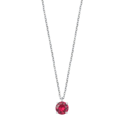 Sterling Silver Ruby CZ Solitaire Necklace