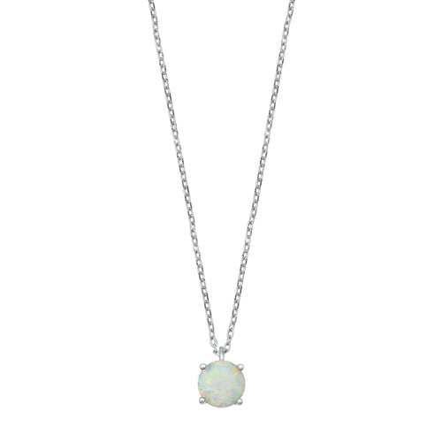 Sterling Silver White Lab Opal Necklace