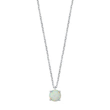Load image into Gallery viewer, Sterling Silver White Lab Opal Necklace