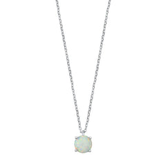 Sterling Silver White Lab Opal Necklace