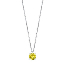 Load image into Gallery viewer, Sterling Silver Yellow CZ Solitaire Necklace