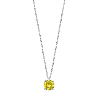 Sterling Silver Yellow CZ Solitaire Necklace