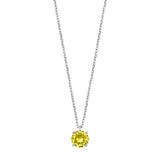 Sterling Silver Yellow CZ Solitaire Necklace