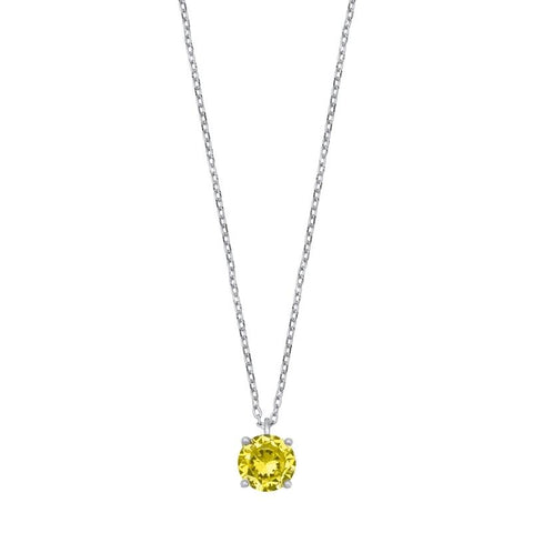 Sterling Silver Yellow CZ Solitaire Necklace