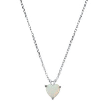 Load image into Gallery viewer, Sterling Silver Heart White Lab Opal Necklace