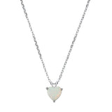 Sterling Silver Heart White Lab Opal Necklace