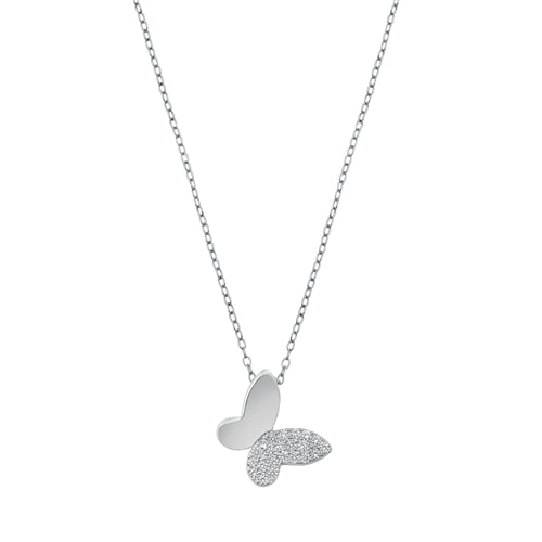 Sterling Silver Butterfly Clear CZ Necklace