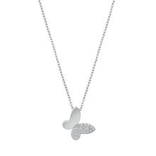 Load image into Gallery viewer, Sterling Silver Butterfly Clear CZ Necklace