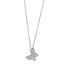 Load image into Gallery viewer, Sterling Silver Butterfly Clear CZ Necklace, Pendant Height 12.8mm