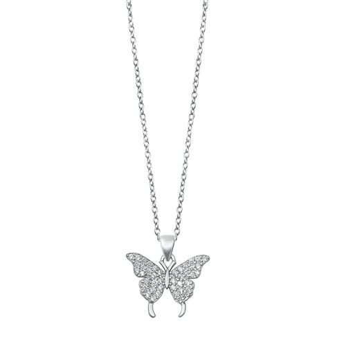 Sterling Silver Butterfly CZ Necklace
