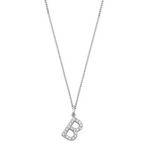Load image into Gallery viewer, Sterling Silver Clear CZ B Initial Necklace