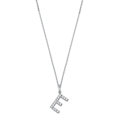 Sterling Silver Clear CZ E Initial Necklace
