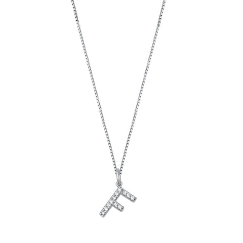 Sterling Silver Clear CZ F Initial Necklace