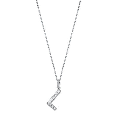 Sterling Silver Clear CZ L Initial Necklace