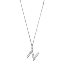 Load image into Gallery viewer, Sterling Silver Clear CZ N Initial Necklace