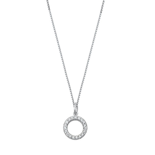 Sterling Silver Clear CZ O Initial Necklace