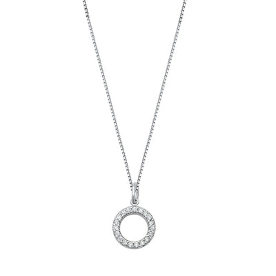 Sterling Silver Clear CZ O Initial Necklace