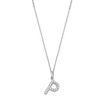 Load image into Gallery viewer, Sterling Silver Clear CZ P Initial Necklace
